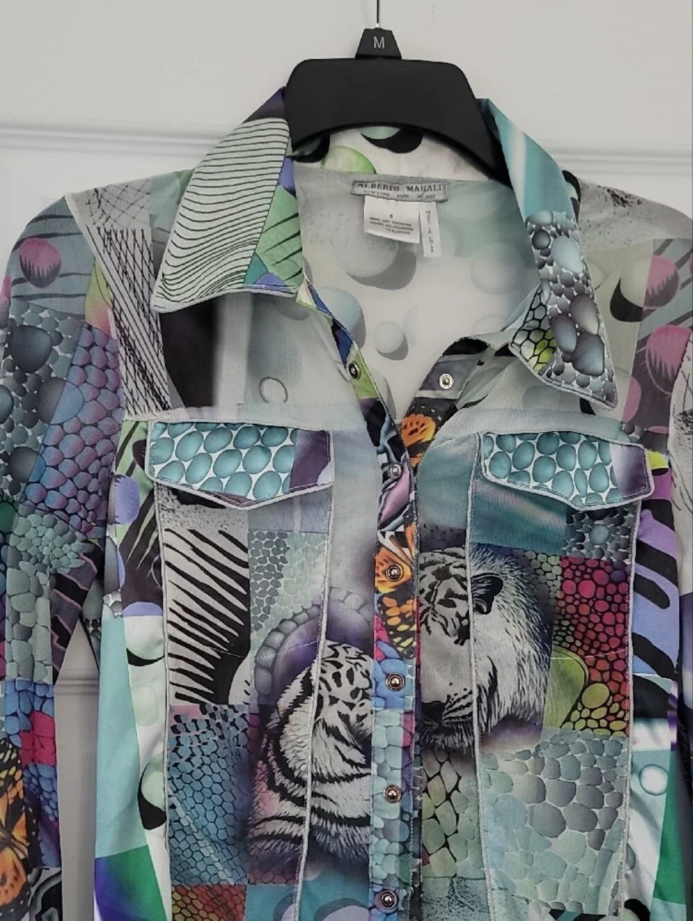 Alberto Makali Multicolor Graphic Print Jean Jacket